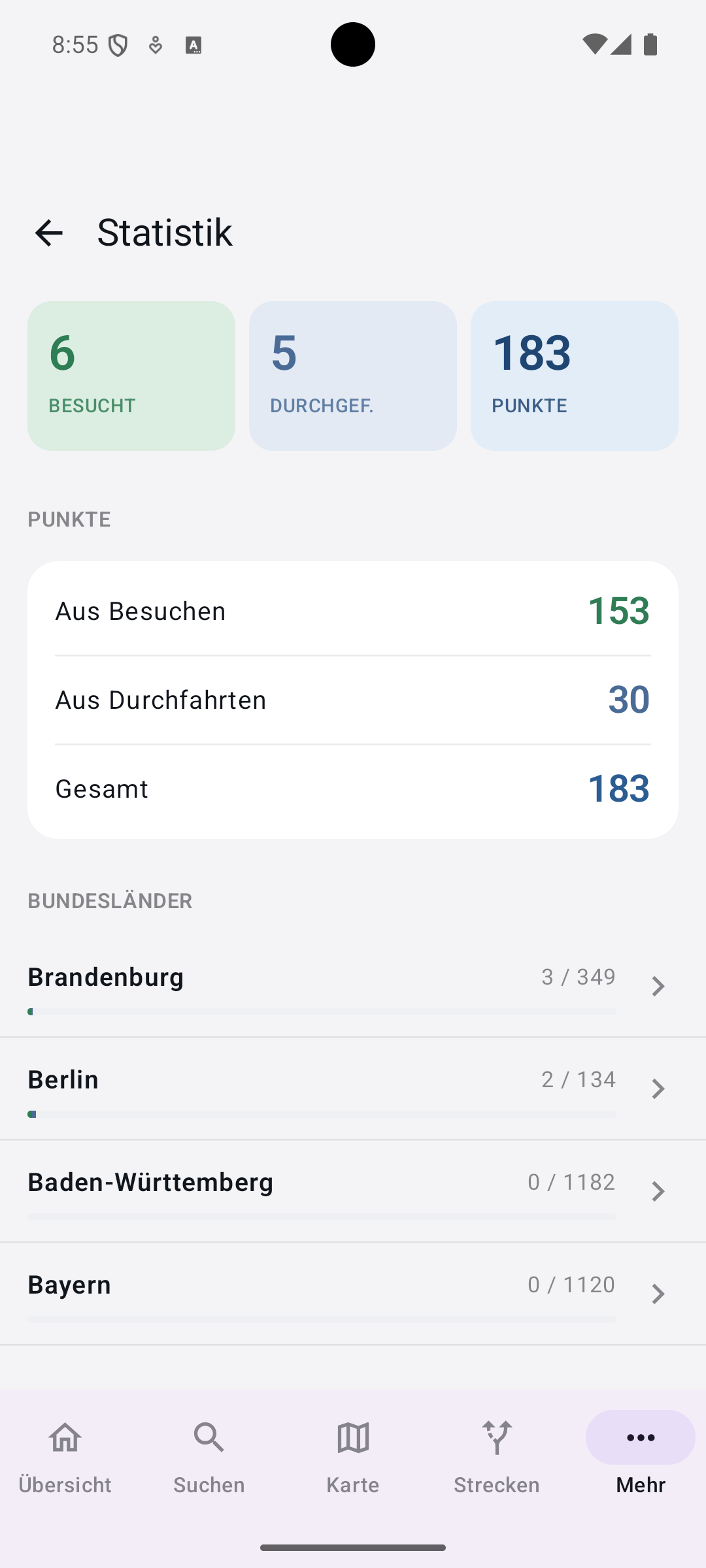Statistik mit Punkten und Bundesländern