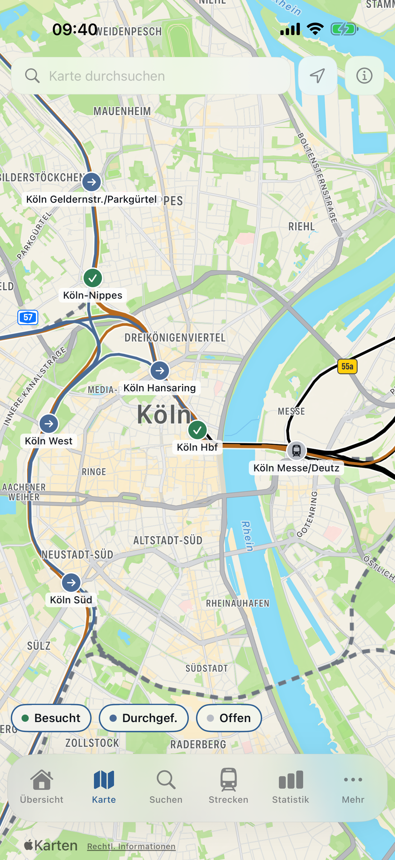 Karte herangezoomt auf Köln