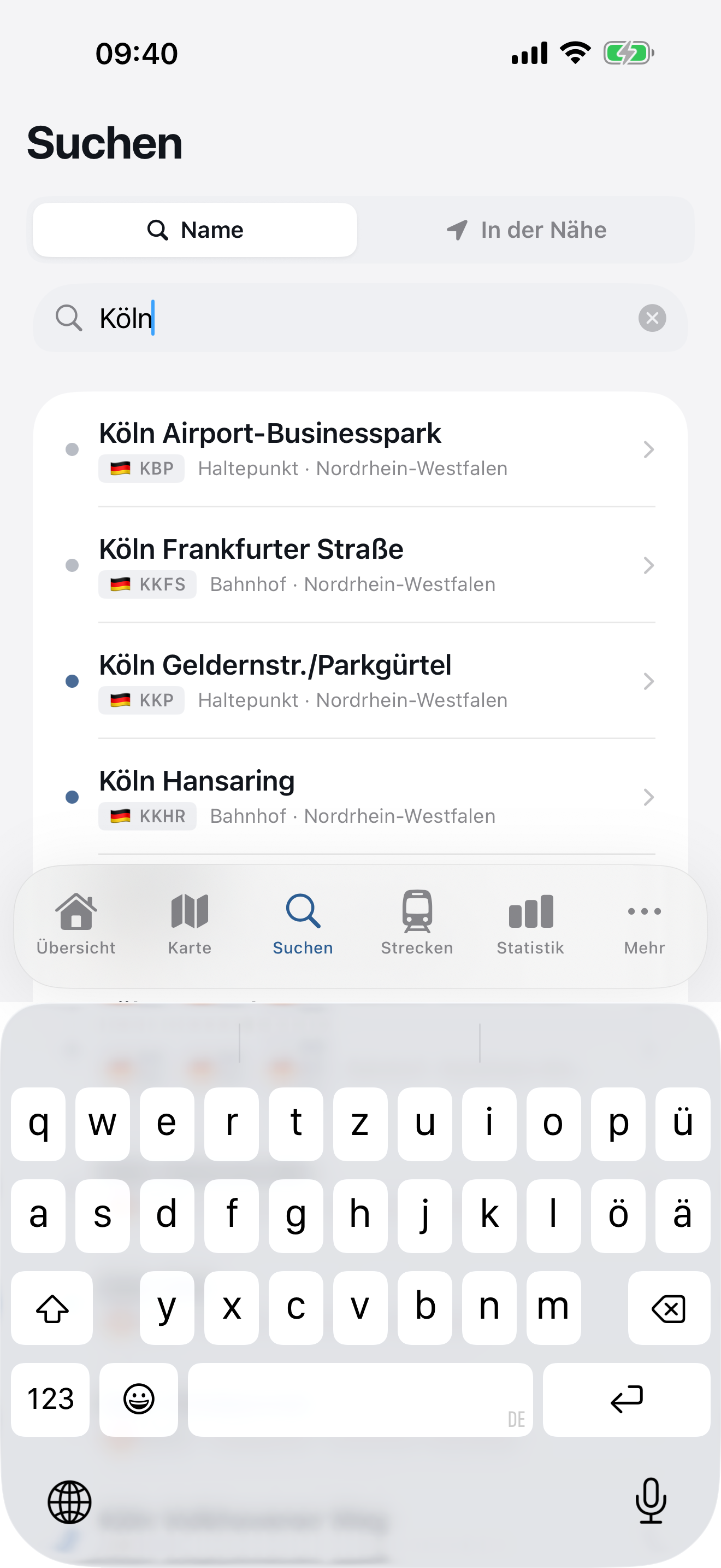 Stationssuche mit Live-Ergebnissen